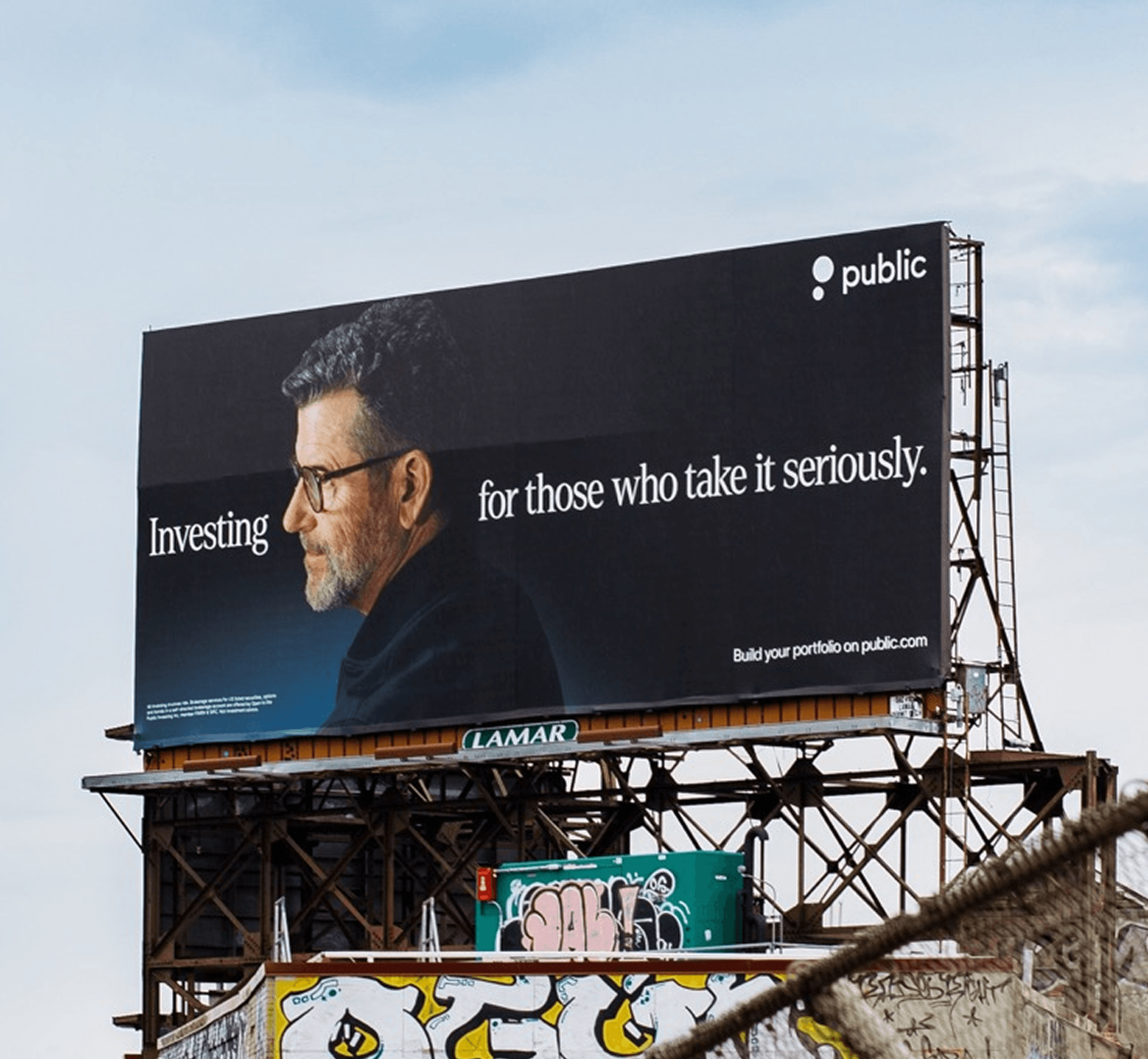 PUBLIC.com billboard featuring David: Investing for those who take it seriously.